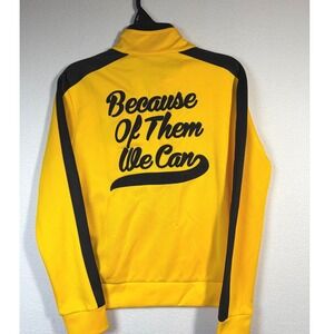 Because Of Them We Can Track Jacket Kids Medium Yellow Excellent Zip Up Athletic